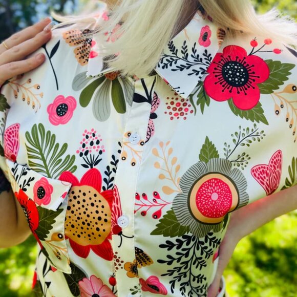 Hemloya Simone Top - Retro 70S Floral - Picture 4 of 5